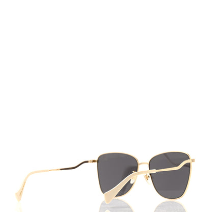 Gucci Metal Square Frame Sunglasses GG0970S Gold Grey 4 of 8