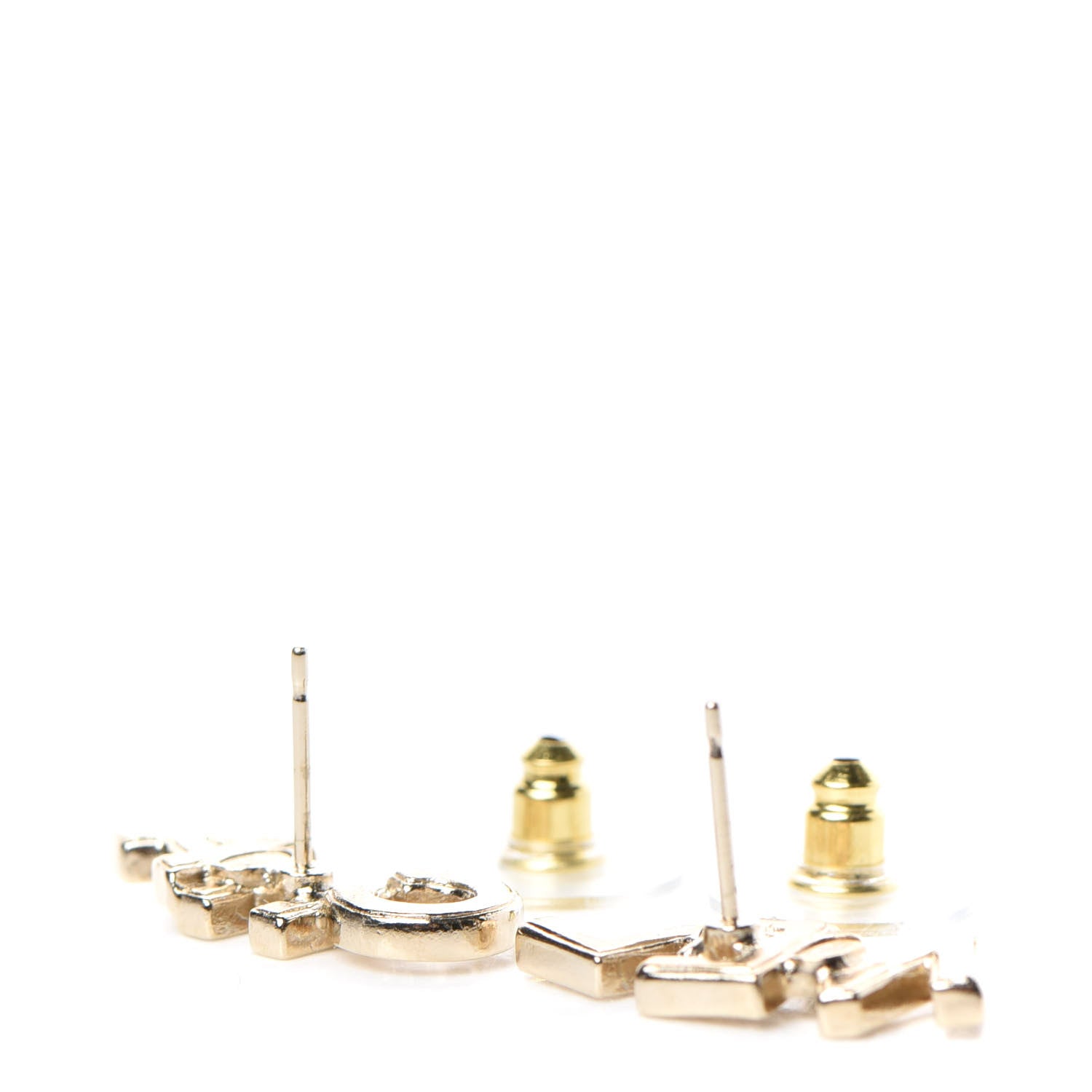 Chanel Crystal Pearl Signature Stud Earrings Gold 3 of 5