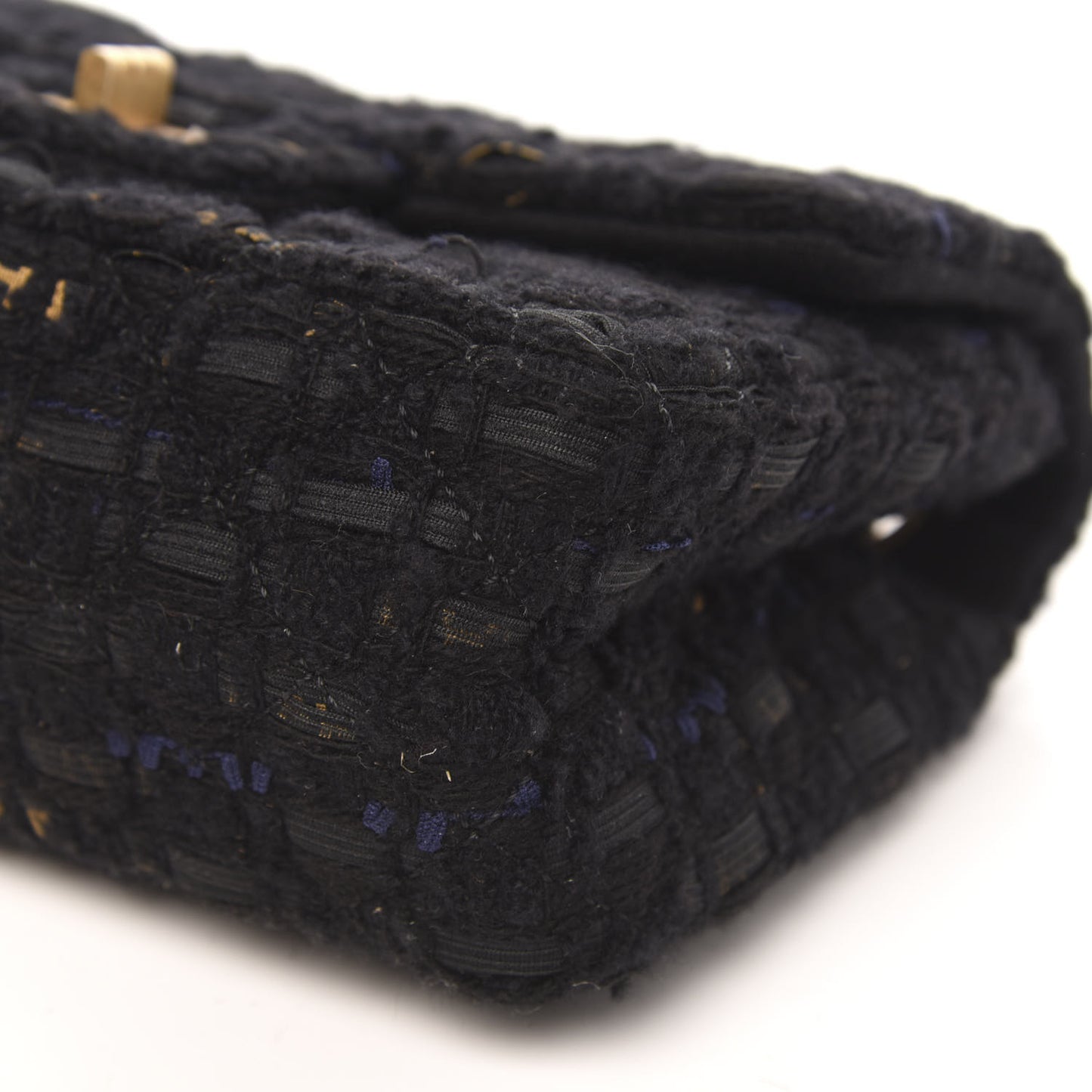 Tweed Quilted Mini 2.55 Reissue Flap Black Gold Navy