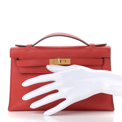 Hermes Swift Kelly Pochette Clutch Rouge Tomate 2 of 16