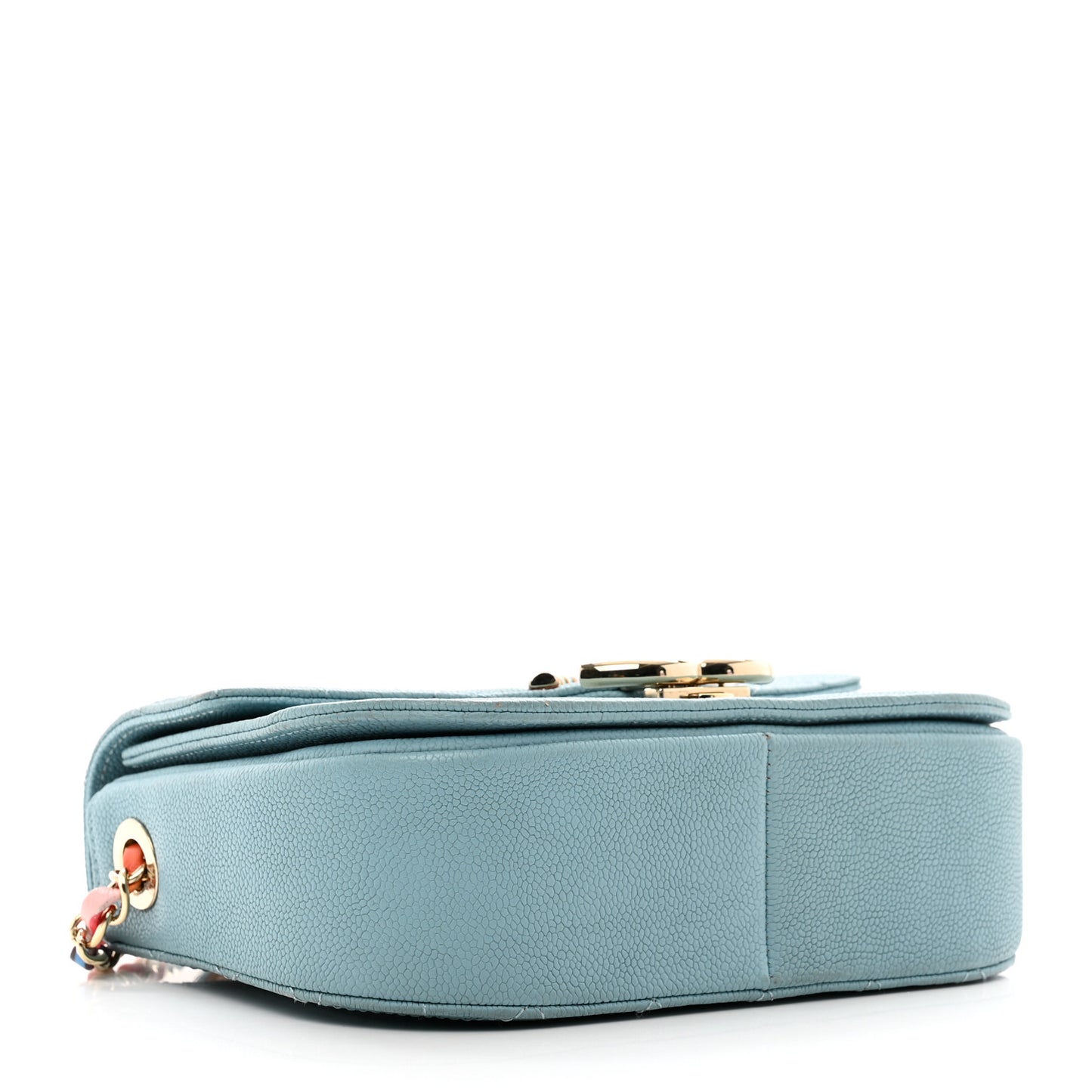 Grained Calfskin Quilted Small Cuba Top Handle Flap Blue