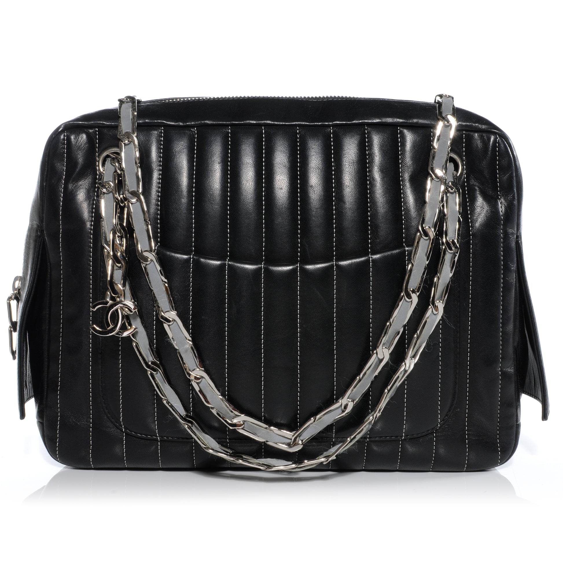 Chanel Lambskin Vertical Quilted Mademoiselle Camera Case Black 1 of 9