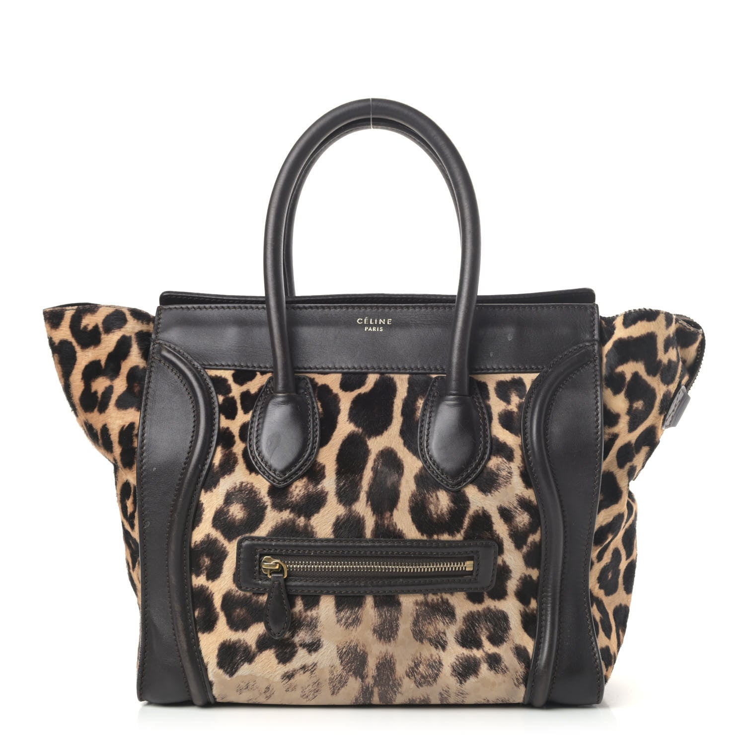 Celine Leopard Pony Hair Mini Luggage Black 1 of 9