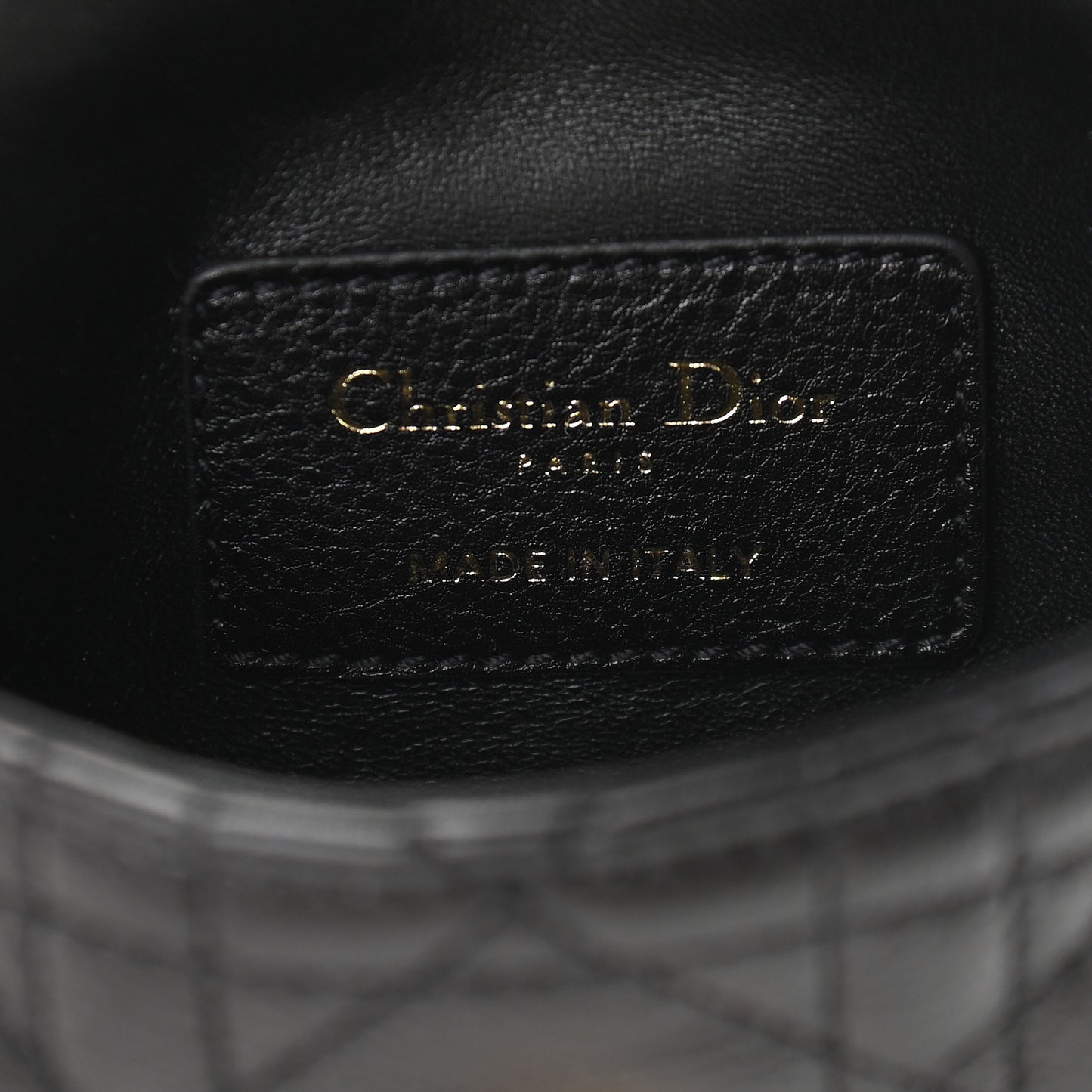 Supple Calfskin Cannage Micro Caro Bag Black
