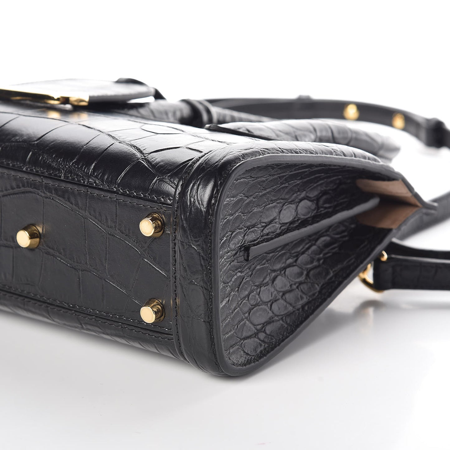 Calfskin Crocodile Embossed Mini Heroine 21 Black