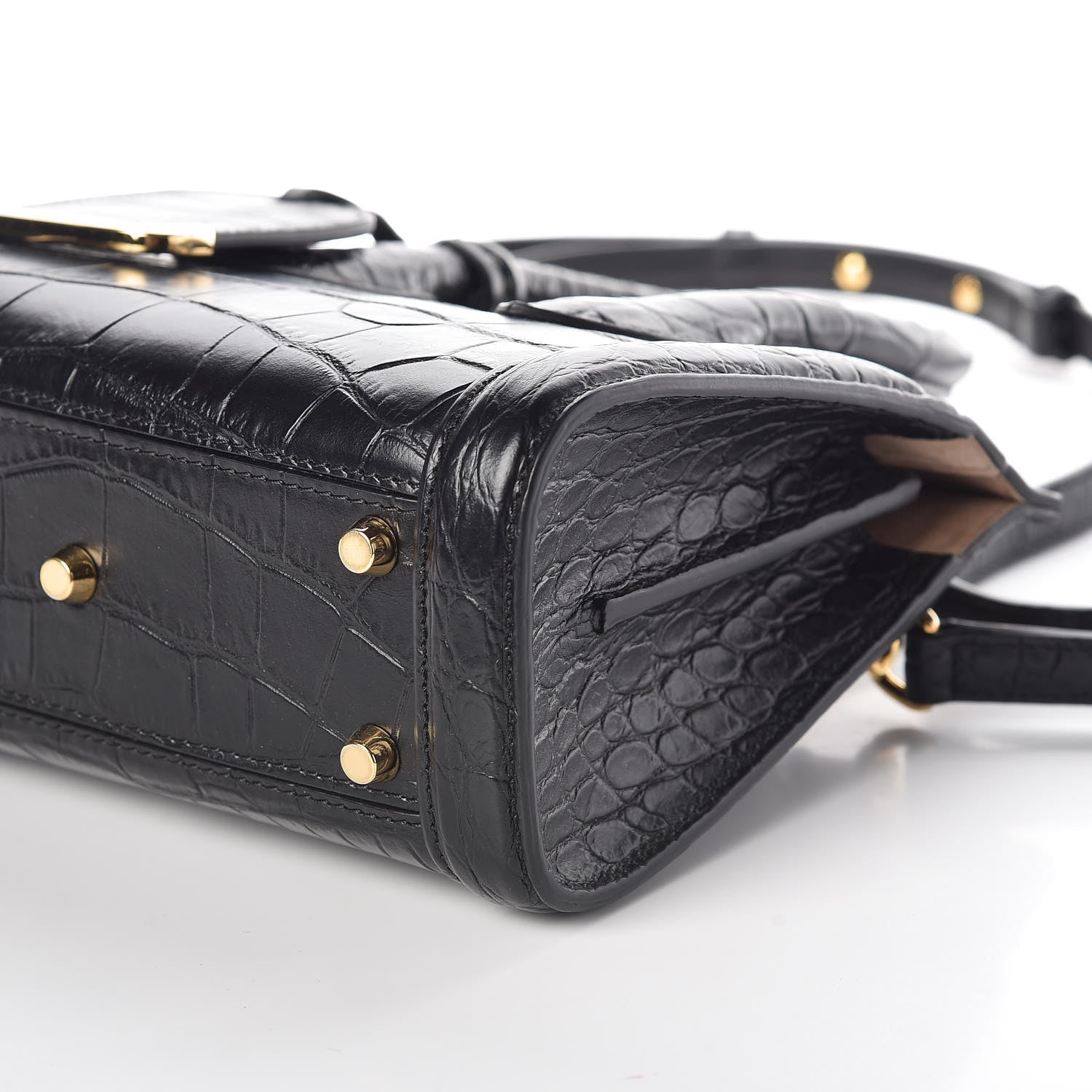 Alexander McQueen Calfskin Crocodile Embossed Mini Heroine 21 Black 6 of 8