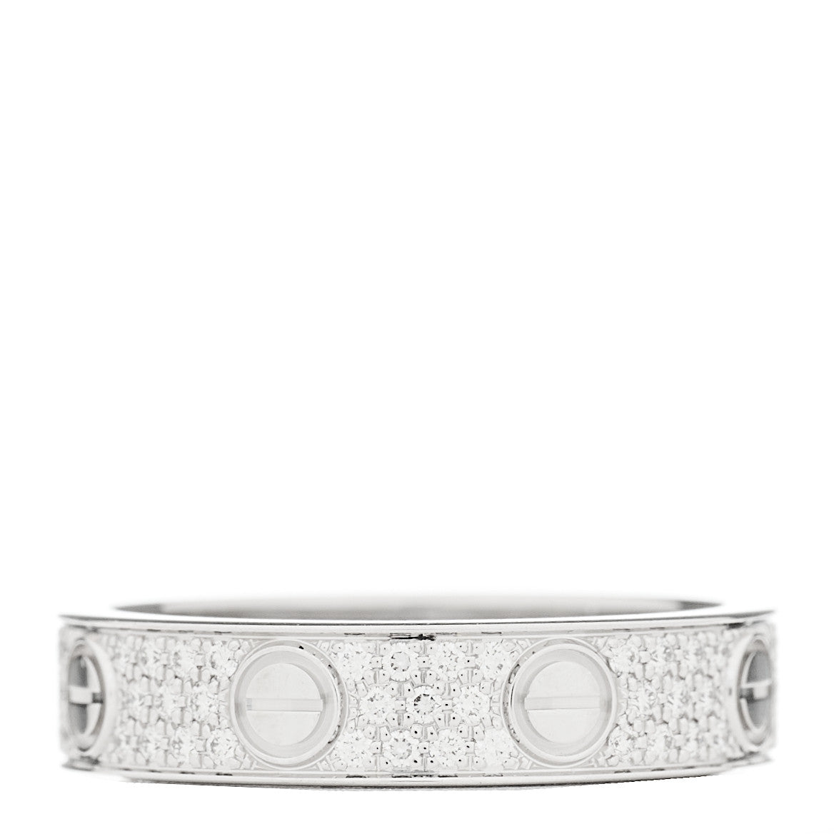 Cartier 18K White Gold Diamond 4mm LOVE Wedding Paved Band Ring 47 4 1 of 5