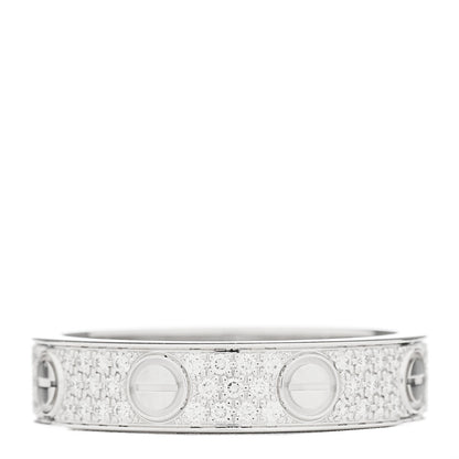 Cartier 18K White Gold Diamond 4mm LOVE Wedding Paved Band Ring 47 4 1 of 5