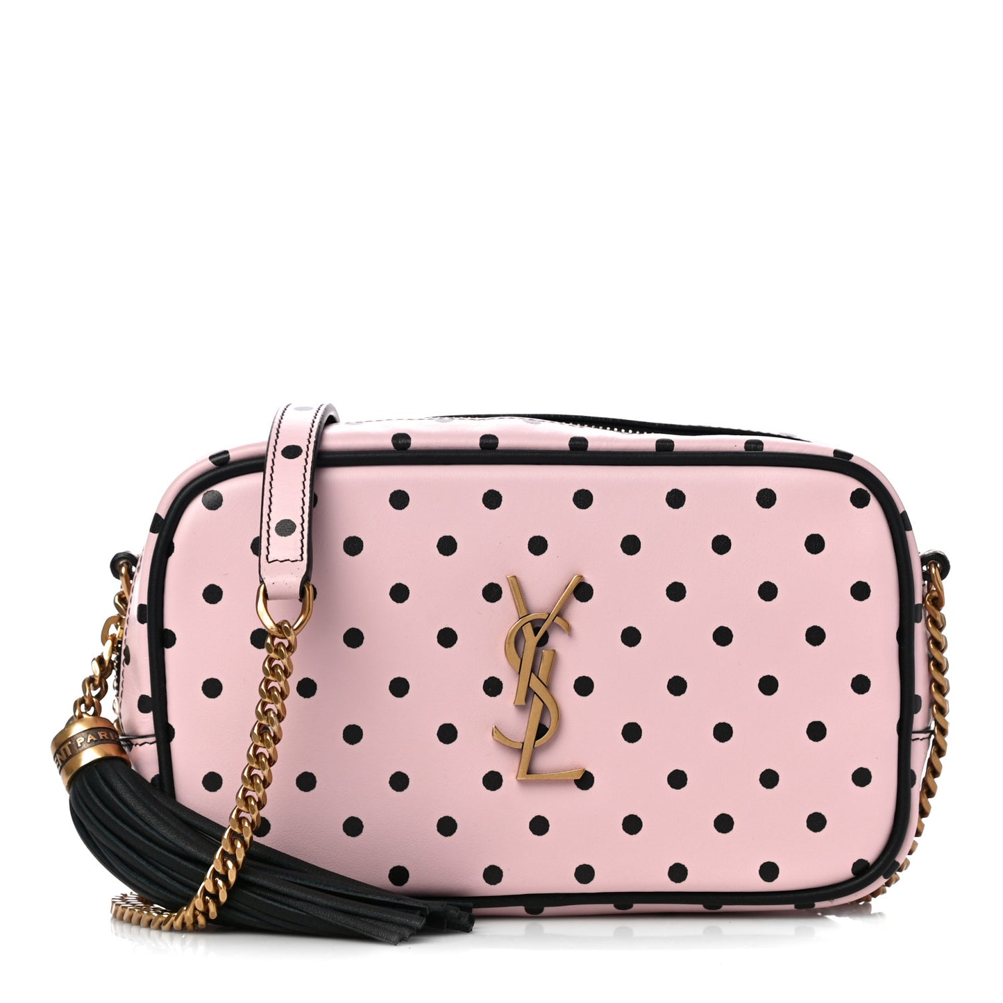 Calfskin Printed Polka Dot Mini Lou Camera Bag Pink Black