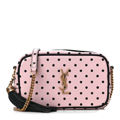 Saint Laurent Calfskin Printed Polka Dot Mini Lou Camera Bag Pink Black 1 of 11