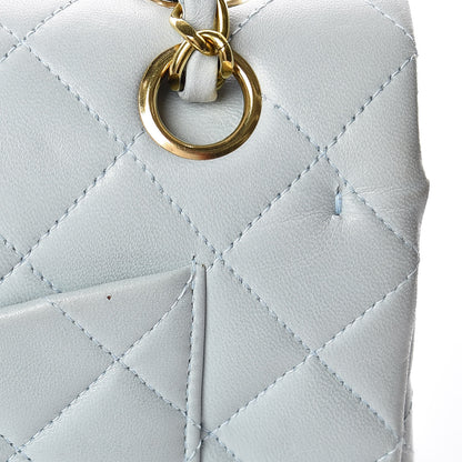 Chanel Lambskin Quilted Small Double Flap Light Blue 17 of 22