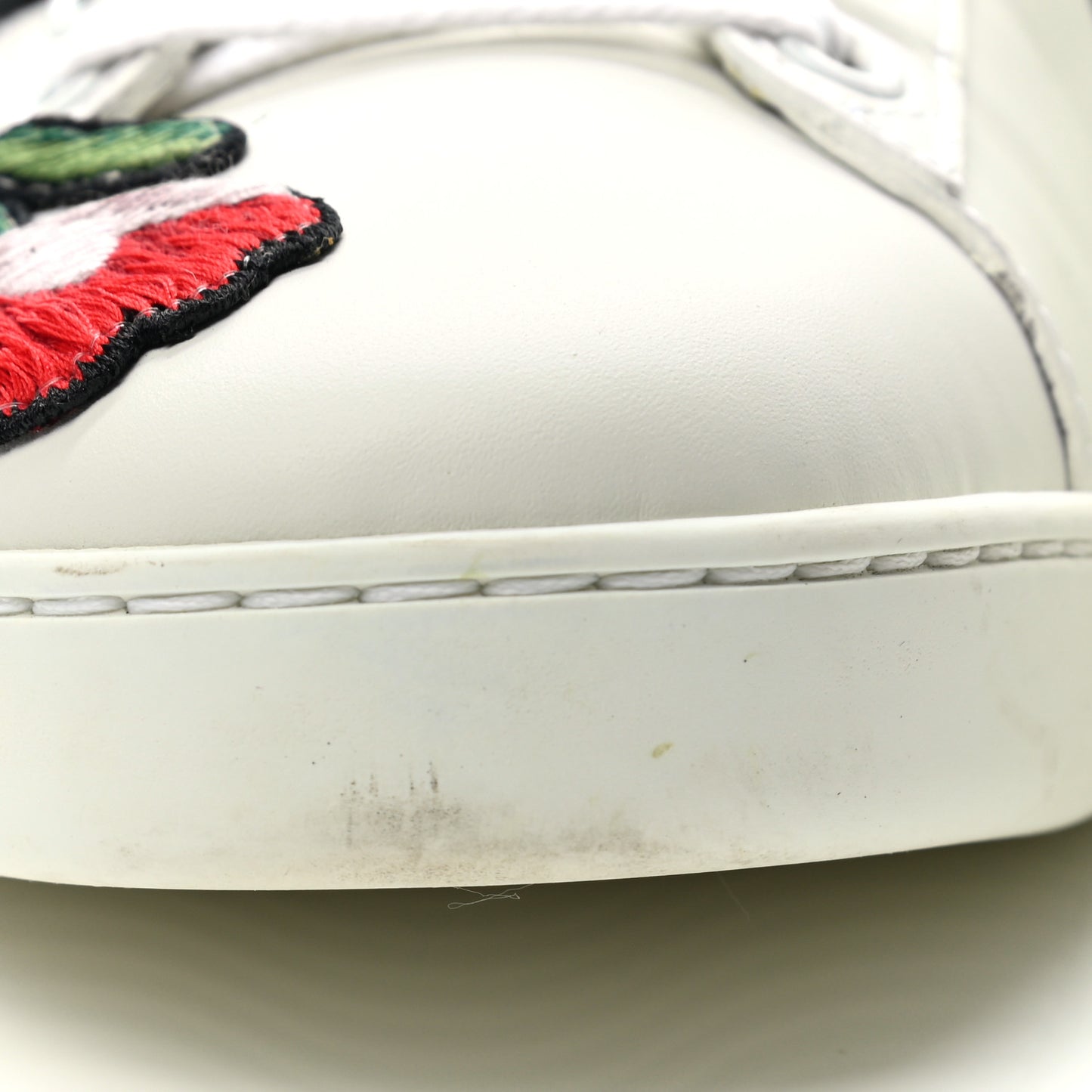 Calfskin Web Floral Embroidered Womens Ace Sneakers 39 White