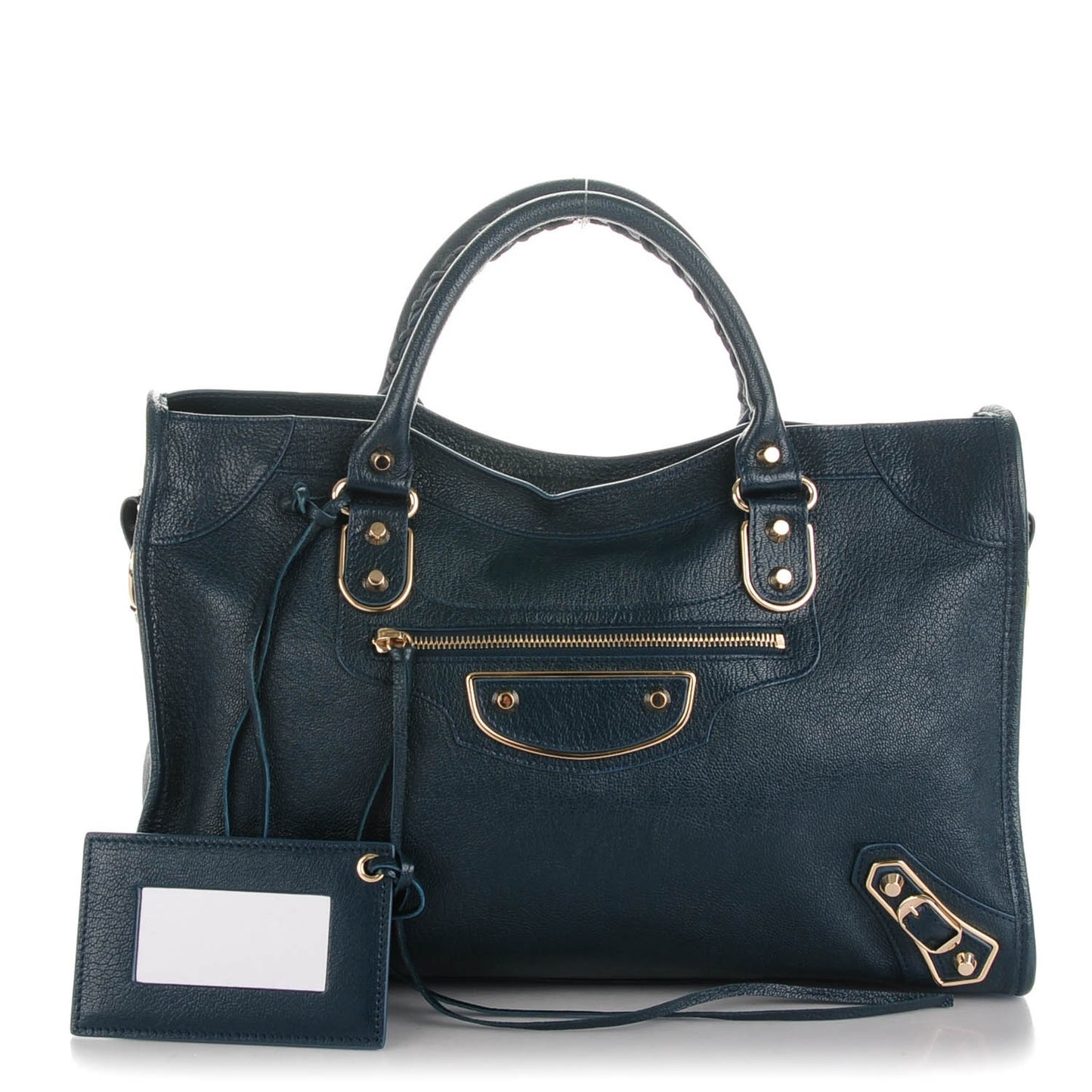 Chevre Gold Metallic Edge Hardware City Bleu Paon