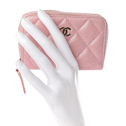 Chanel Iridescent Caviar Quilted Zip Coin Purse Pink 2 of 8
