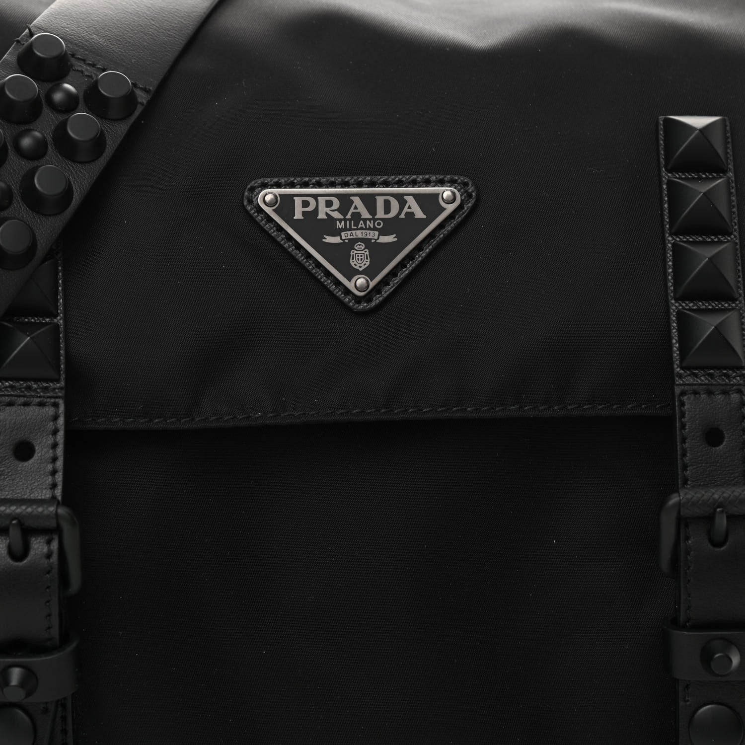 Prada Nylon New Vela Studded Messenger Bag Black 8 of 10