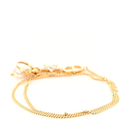 Christian Dior Metal Crystal Pearl Double Tour CD Bracelet Gold 3 of 4