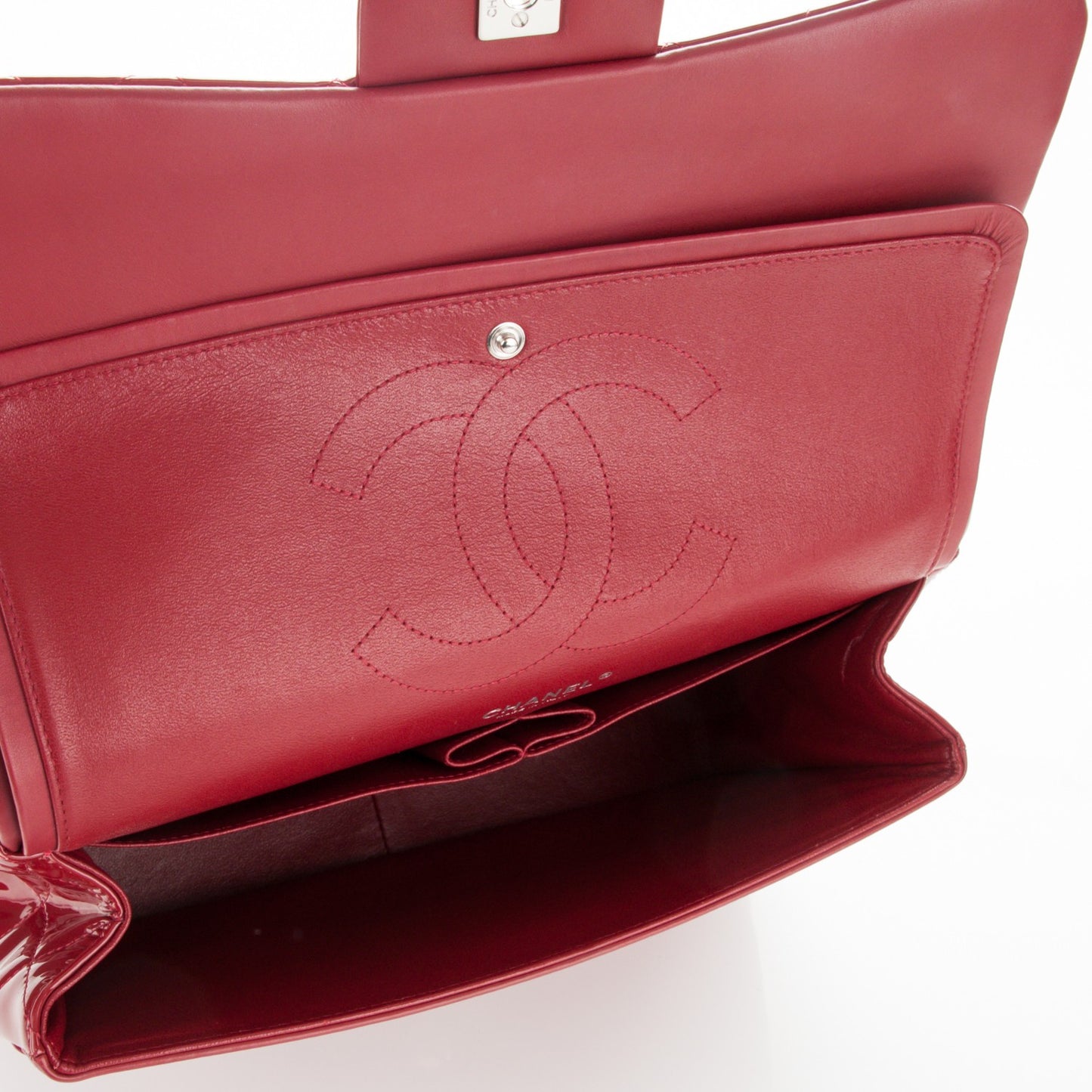 Patent Quilted Jumbo Double Flap Dark Red