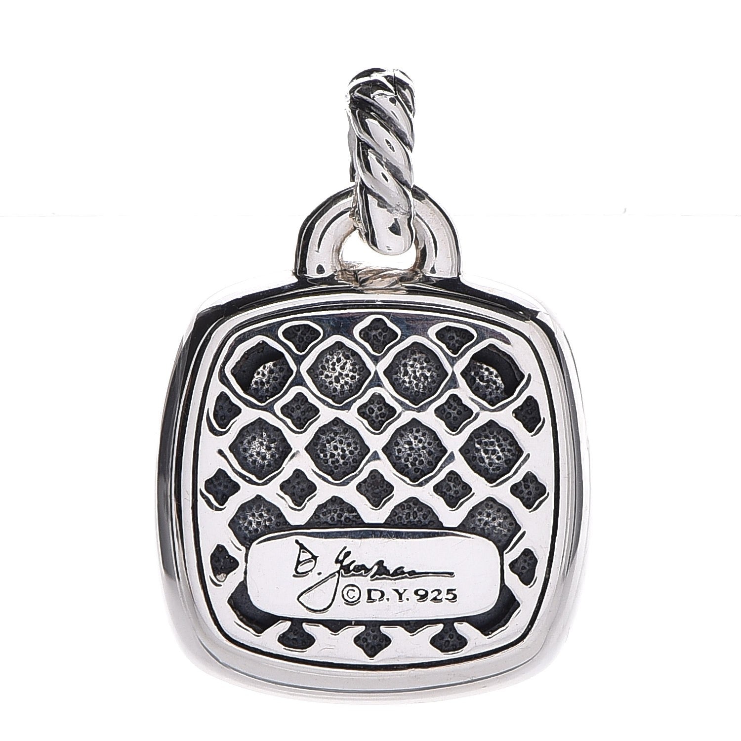 David Yurman Sterling Silver Pave Diamond 17mm Black Orchid Albion Enhancer Pendant 3 of 3