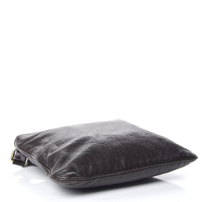 Gucci Guccissima Small Flat Messenger Bag Dark Brown 4 of 12