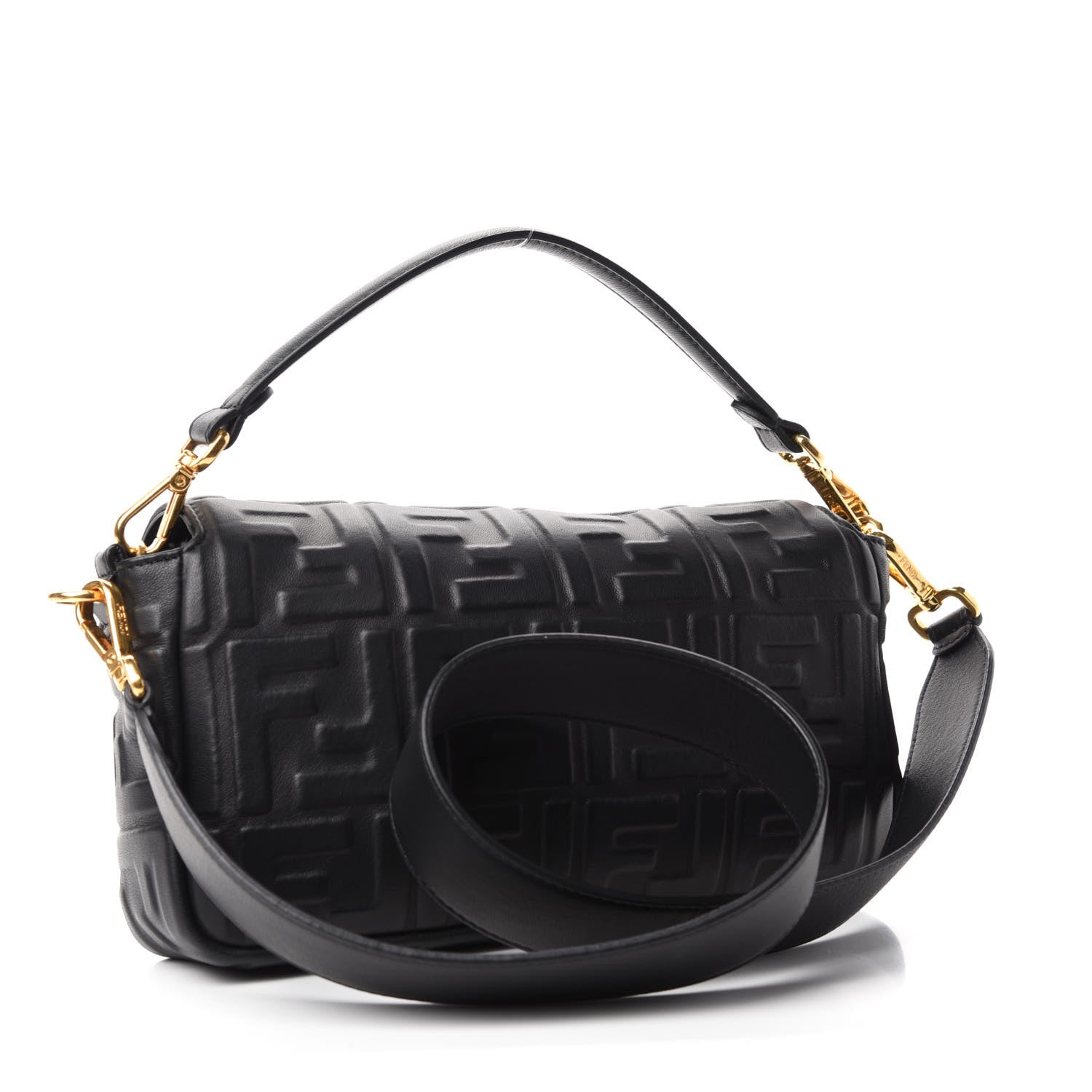 Fendi Nappa FF 1974 Embossed Baguette Black 3 of 10