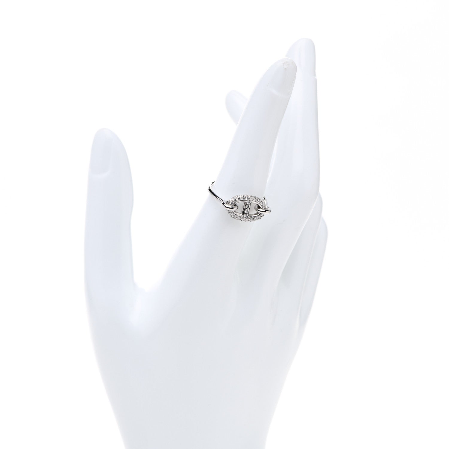 Hermes 18K White Gold Diamond New Farandole Ring 54 6.75 2 of 5