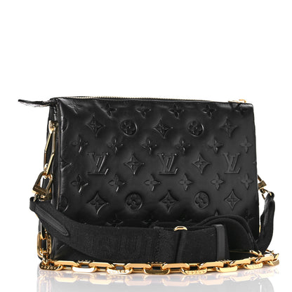 Louis Vuitton Lambskin Embossed Monogram Coussin PM Black 3 of 10