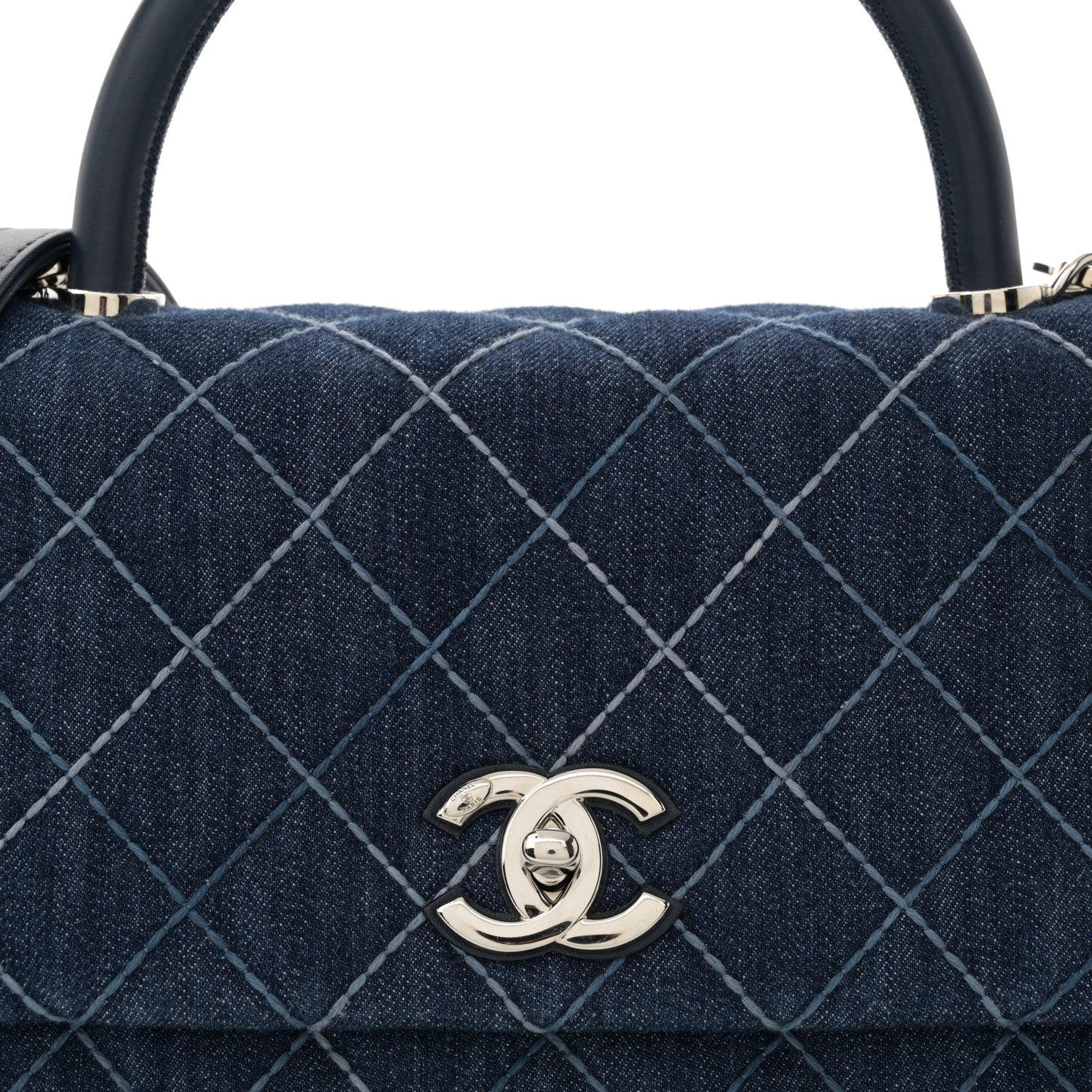 Chanel Denim Quilted Small Coco Handle Flap Blue 8 of 14