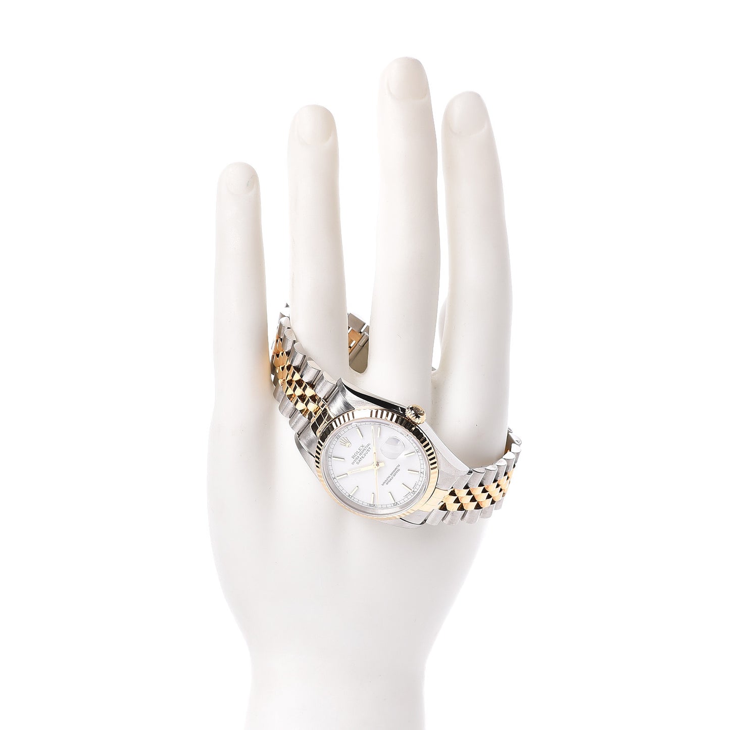 Stainless Steel 18K Yellow Gold 36mm Oyster Perpetual Datejust Watch White 16233