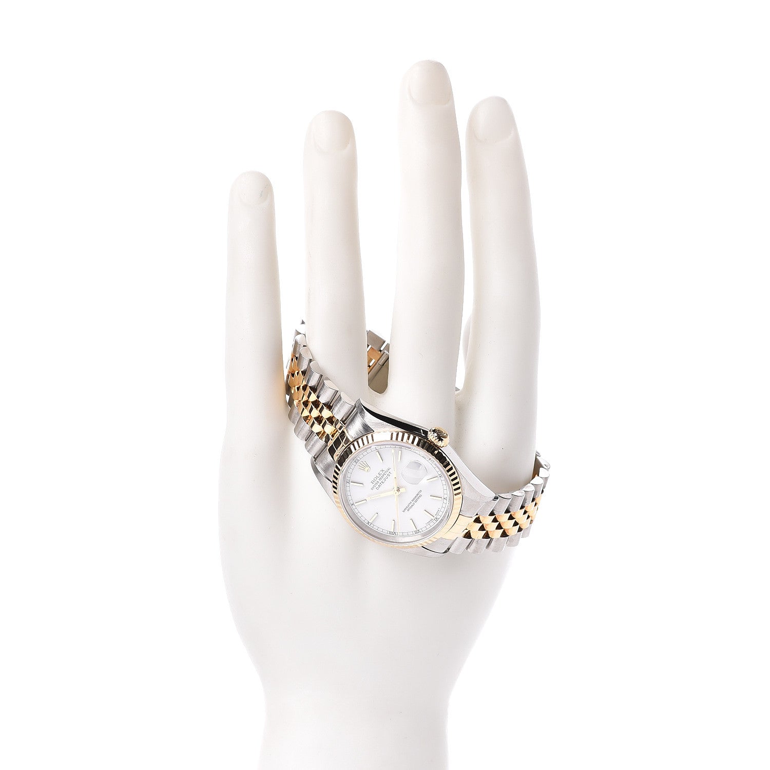 Rolex Stainless Steel 18K Yellow Gold 36mm Oyster Perpetual Datejust Watch White 16233 2 of 6