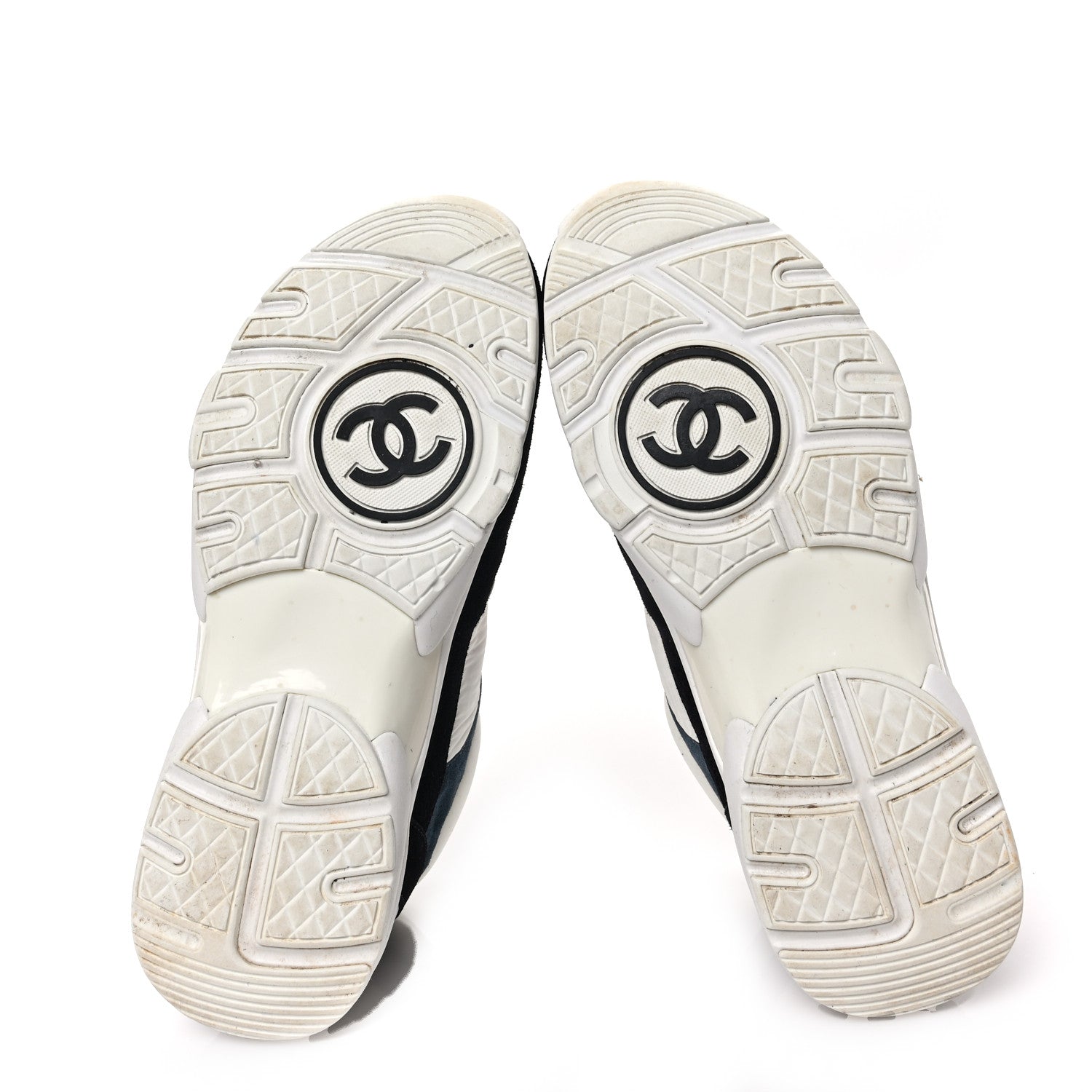 Chanel Nylon Calfskin Suede CC Womens Sneakers 39.5 Navy White Orange Black 5 of 7