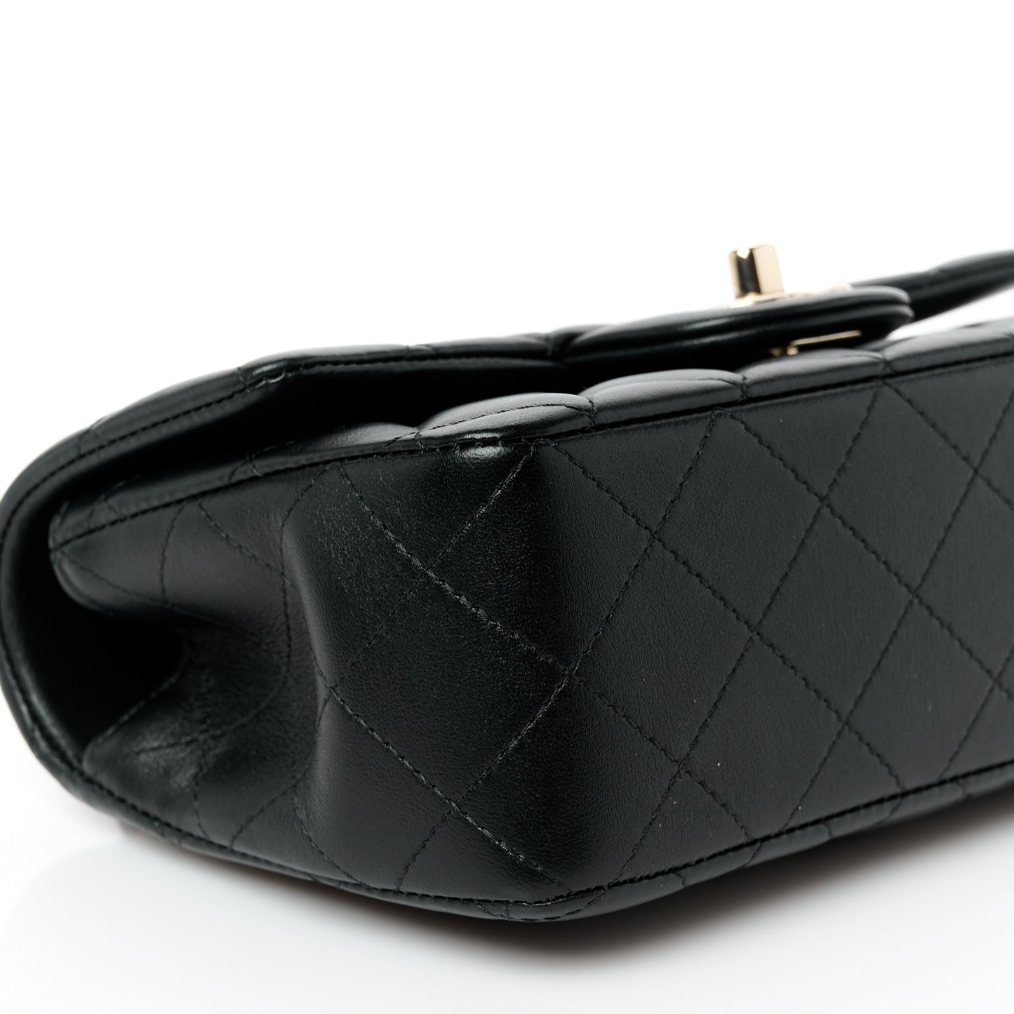 Lambskin Quilted Mini Top Handle Rectangular Flap Black