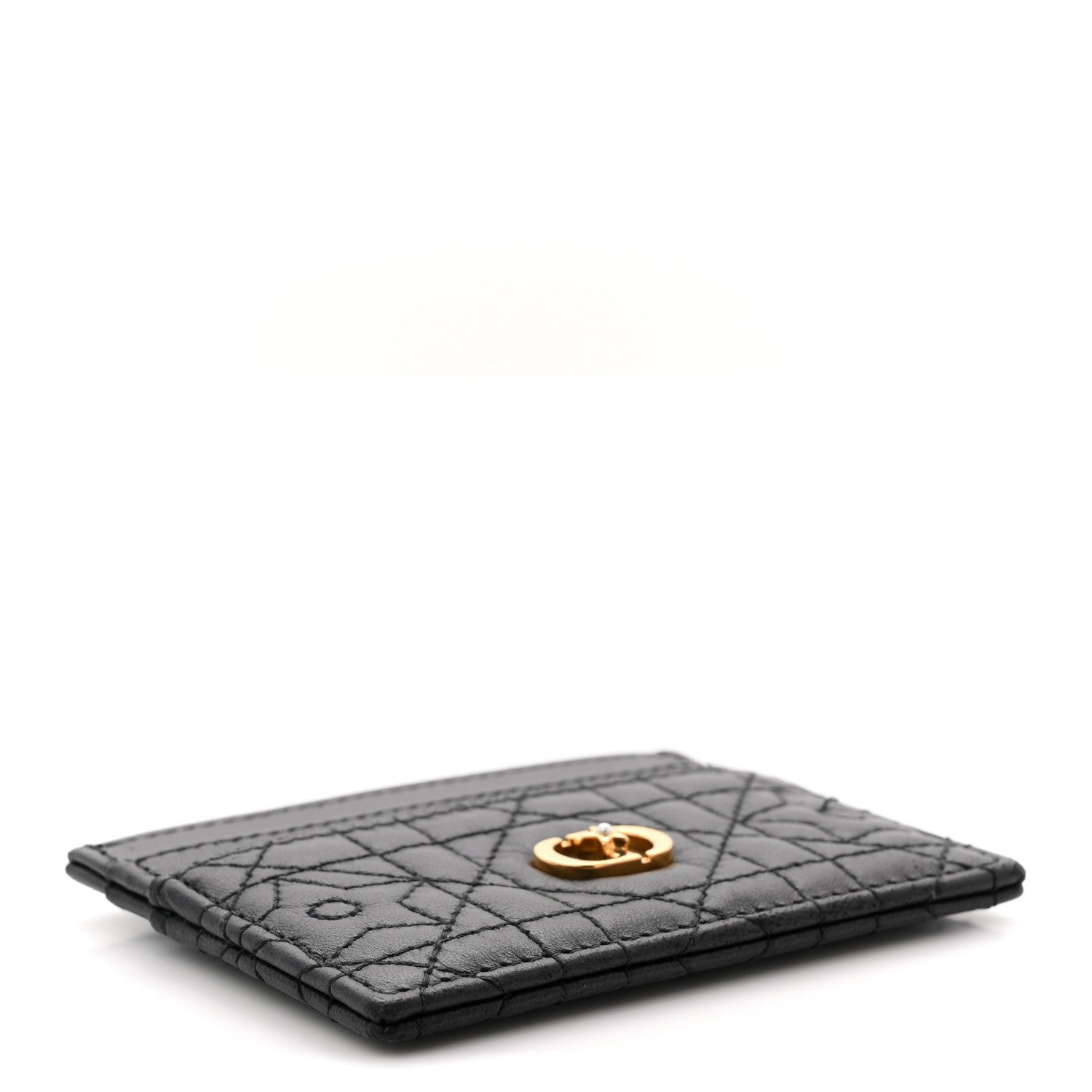 Christian Dior Lambskin Pearl Star Cannage Dior Card Holder Black 4 of 8