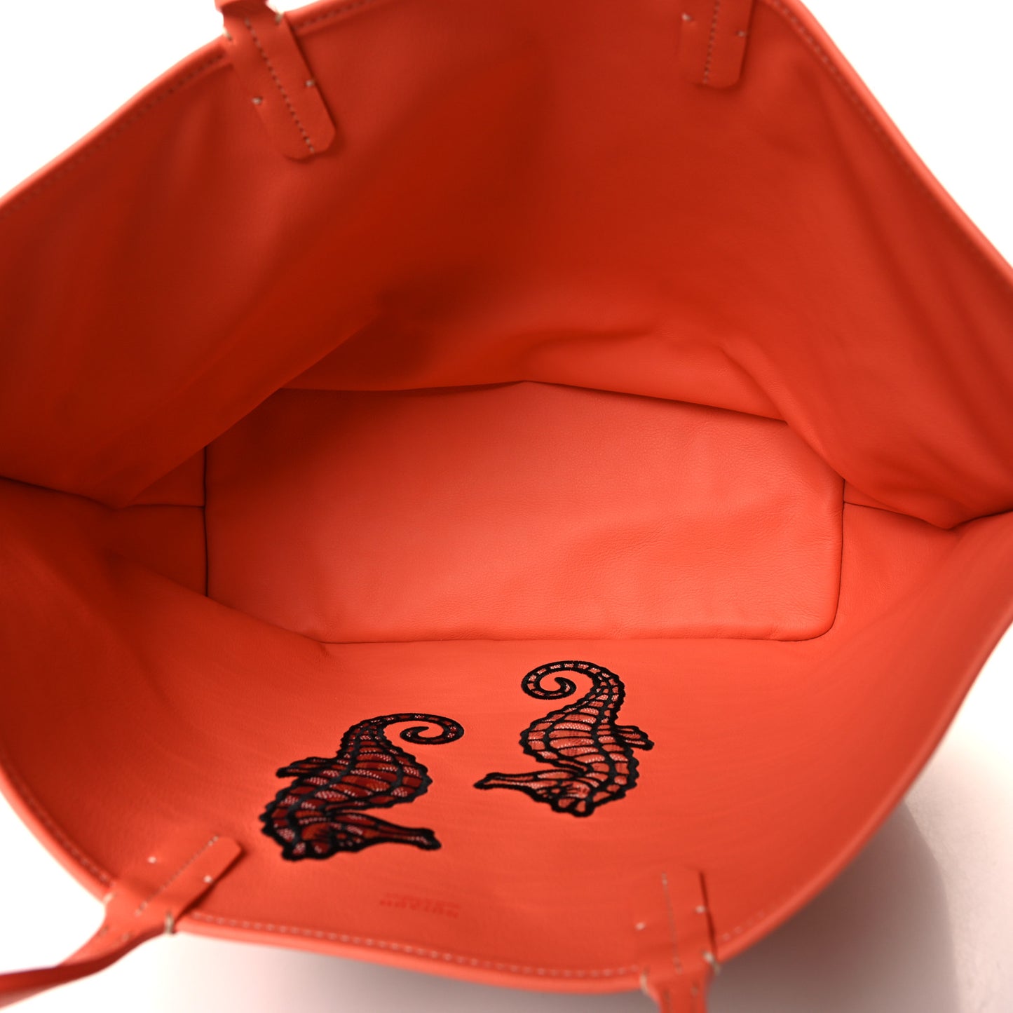 Goyardine Embroidered Seahorse Reversible Anjou PM Coral