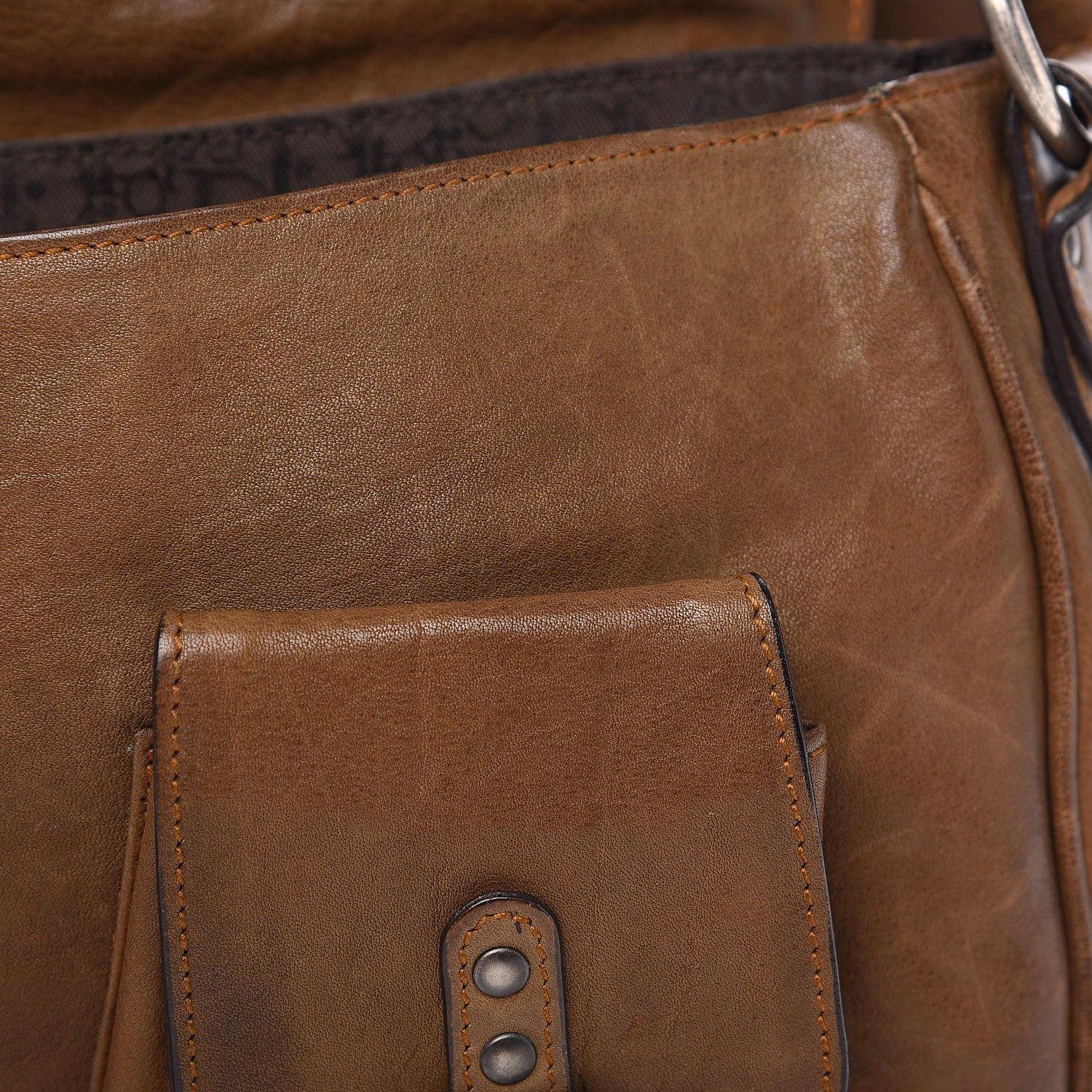 Christian Dior Calfskin Gaucho Double Saddle Bag Brown 8 of 17