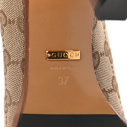 Gucci Monogram Lisa Mid Heel Boots 37 Beige Ebony 6 of 8