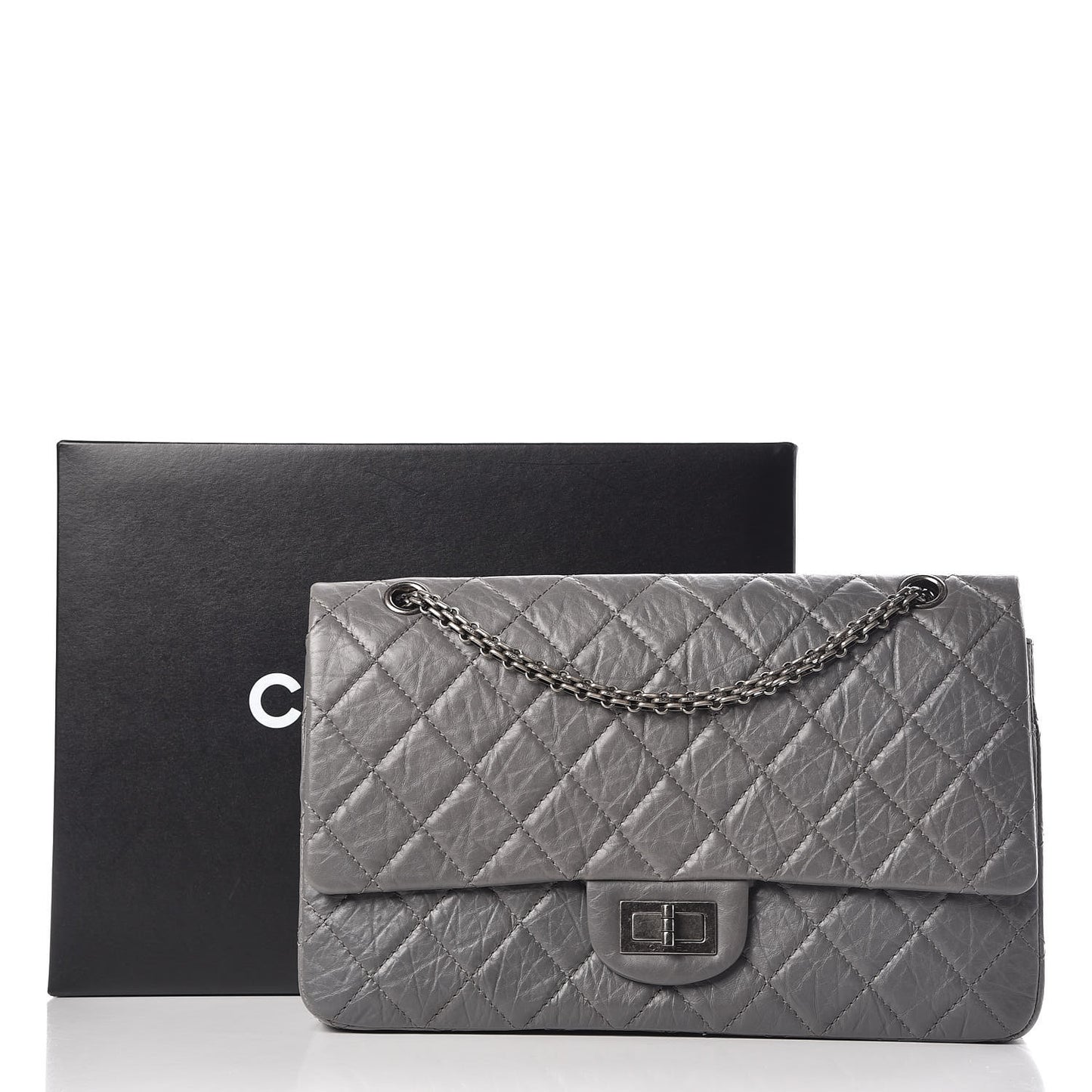 Aged Calfskin Quilted 2.55 Reissue 227 Flap Grey