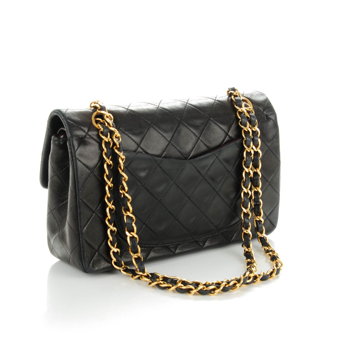 Lambskin Quilted Small Double Flap Dark Brown
