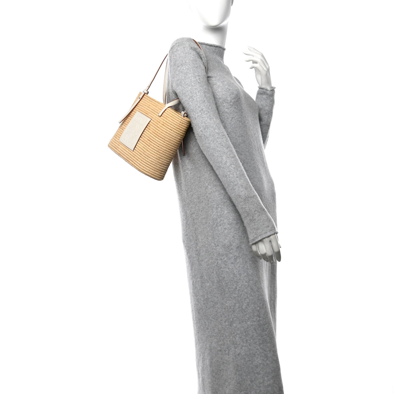 Loewe Raffia Square Small Basket Tote Bag Natural White 2 of 9
