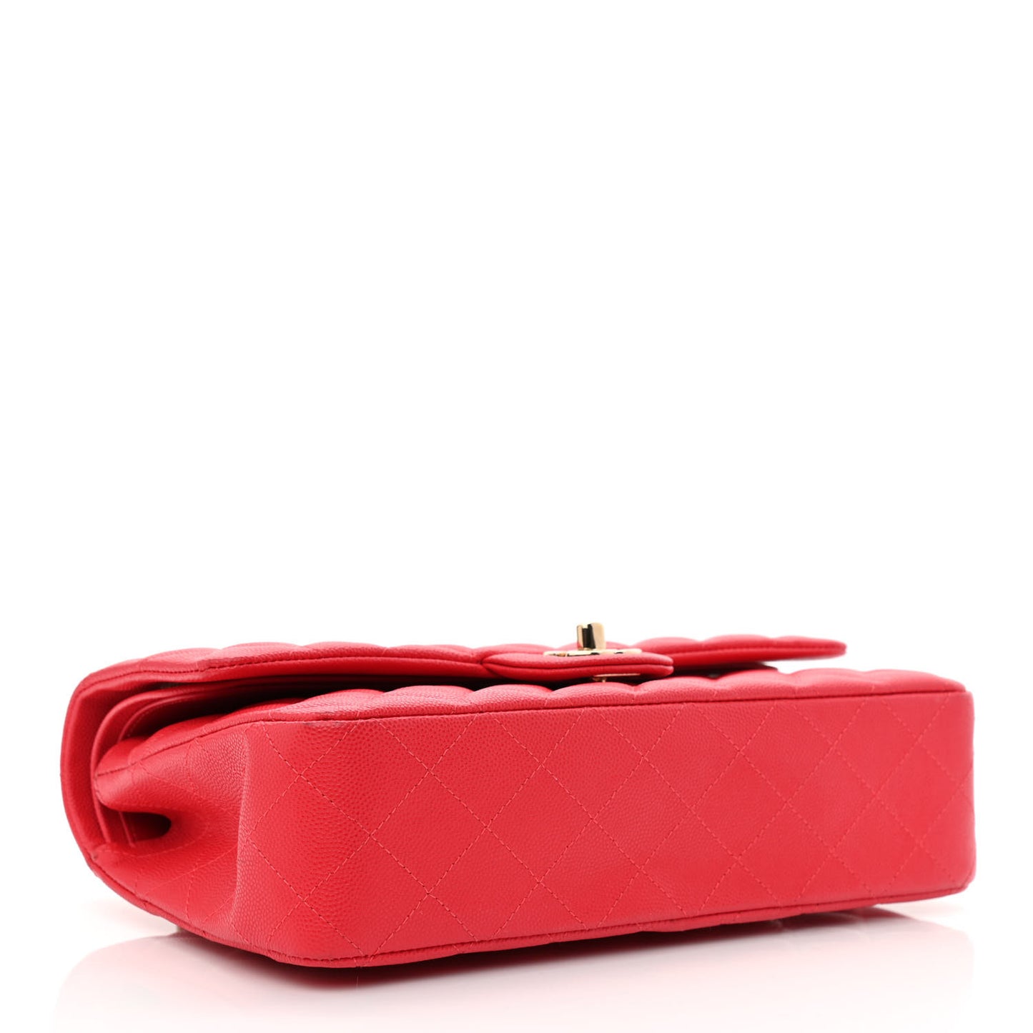 Caviar Quilted Medium Double Flap Red