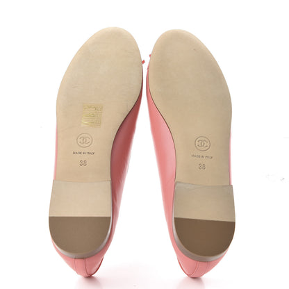 Chanel Goatskin Cap Toe CC Ballerina Flats 38 Pink 5 of 10