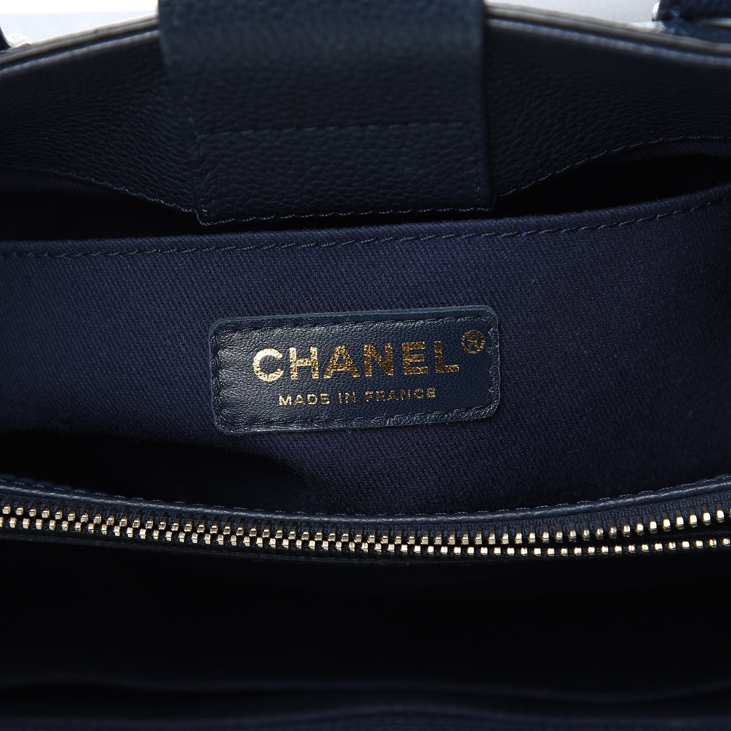 Grained Calfskin Small Neo Executive Shopper Tote Navy