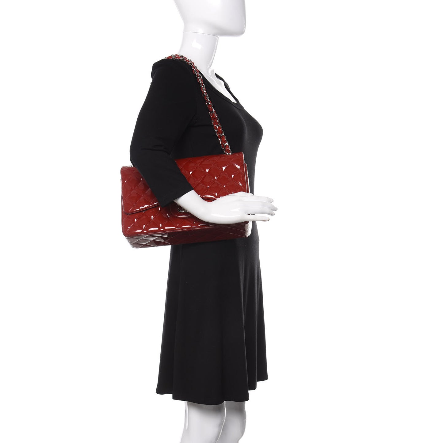 Patent Quilted Jumbo Double Flap Red