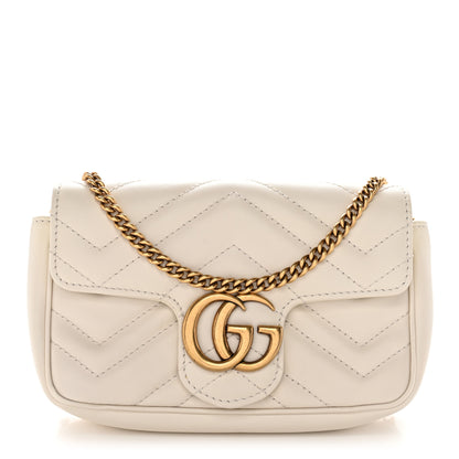 Gucci Calfskin Matelasse Super Mini GG Marmont Shoulder Bag White 1 of 10