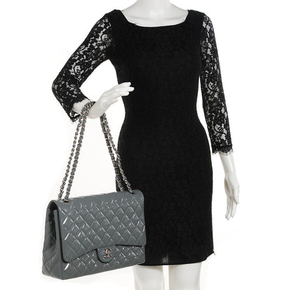 Chanel Patent Quilted Maxi Single Flap Grey 2 of 9