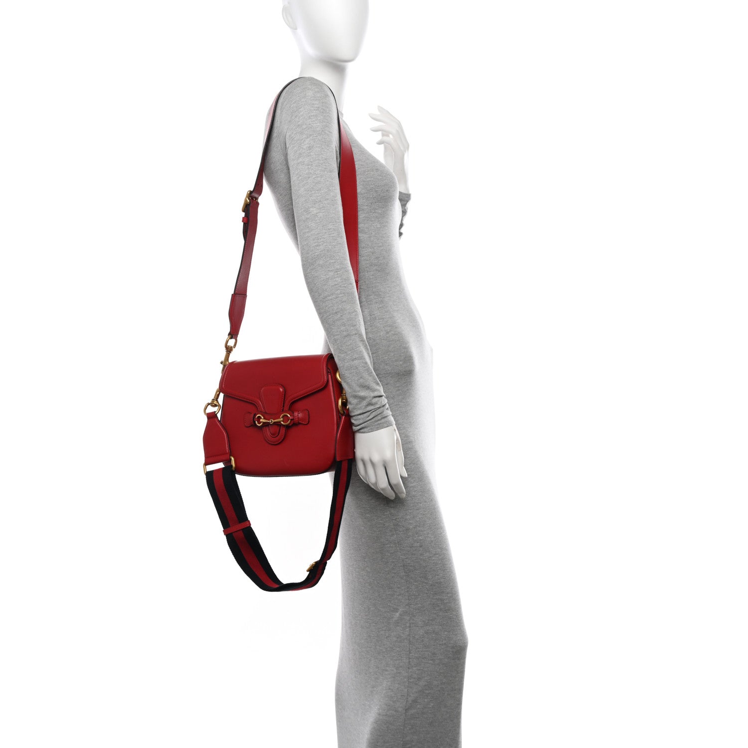 Gucci Ruinart Calfskin Medium Lady Web Shoulder Bag Hibiscus Red 2 of 12