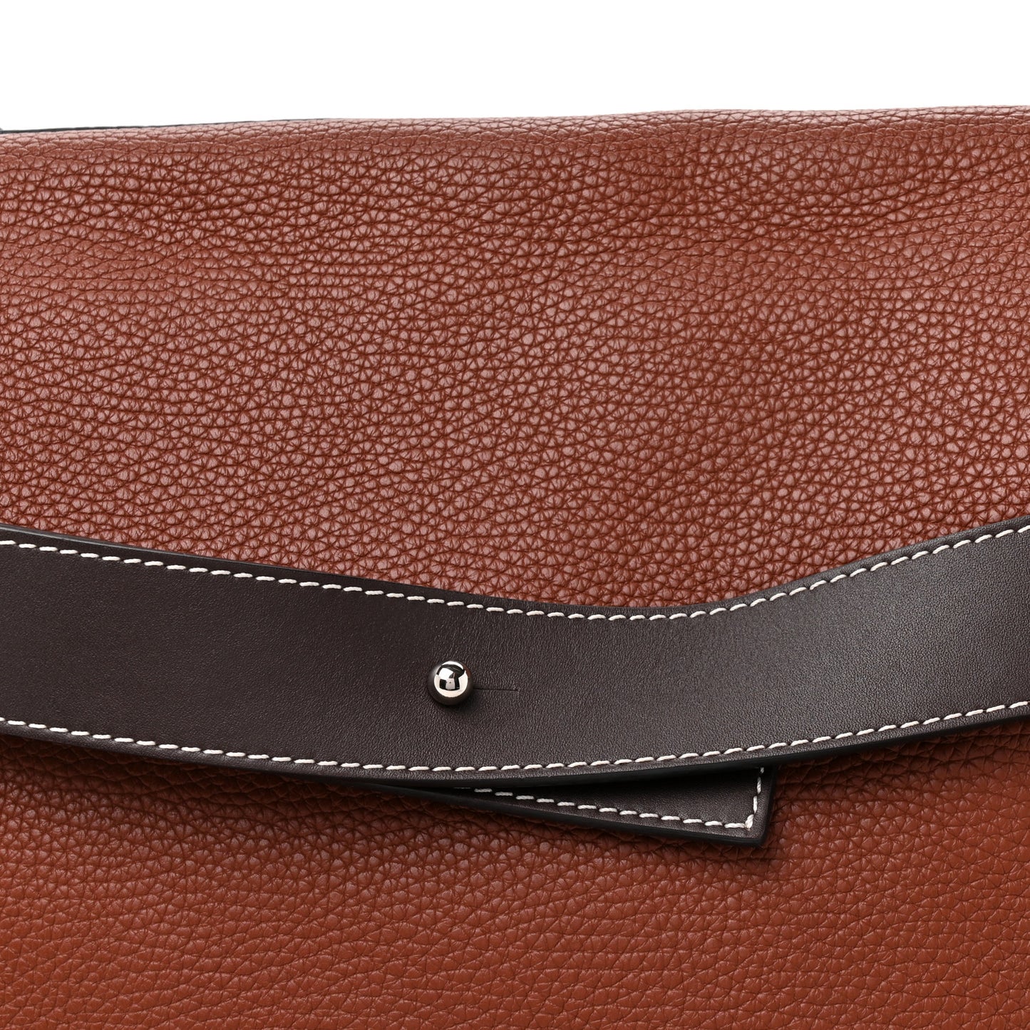 Soft Grained Calfskin Military Messenger Bag Cognac