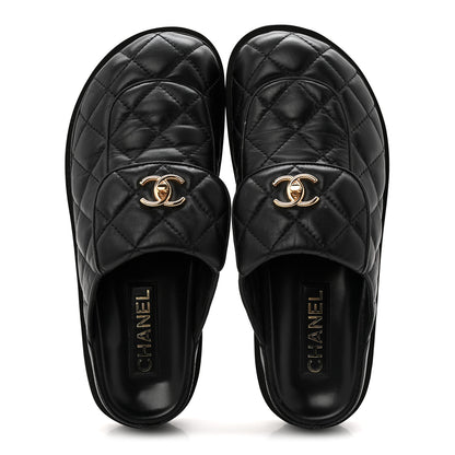 Chanel Lambskin Quilted CC Turnlock Mules 40 Black 2 of 9