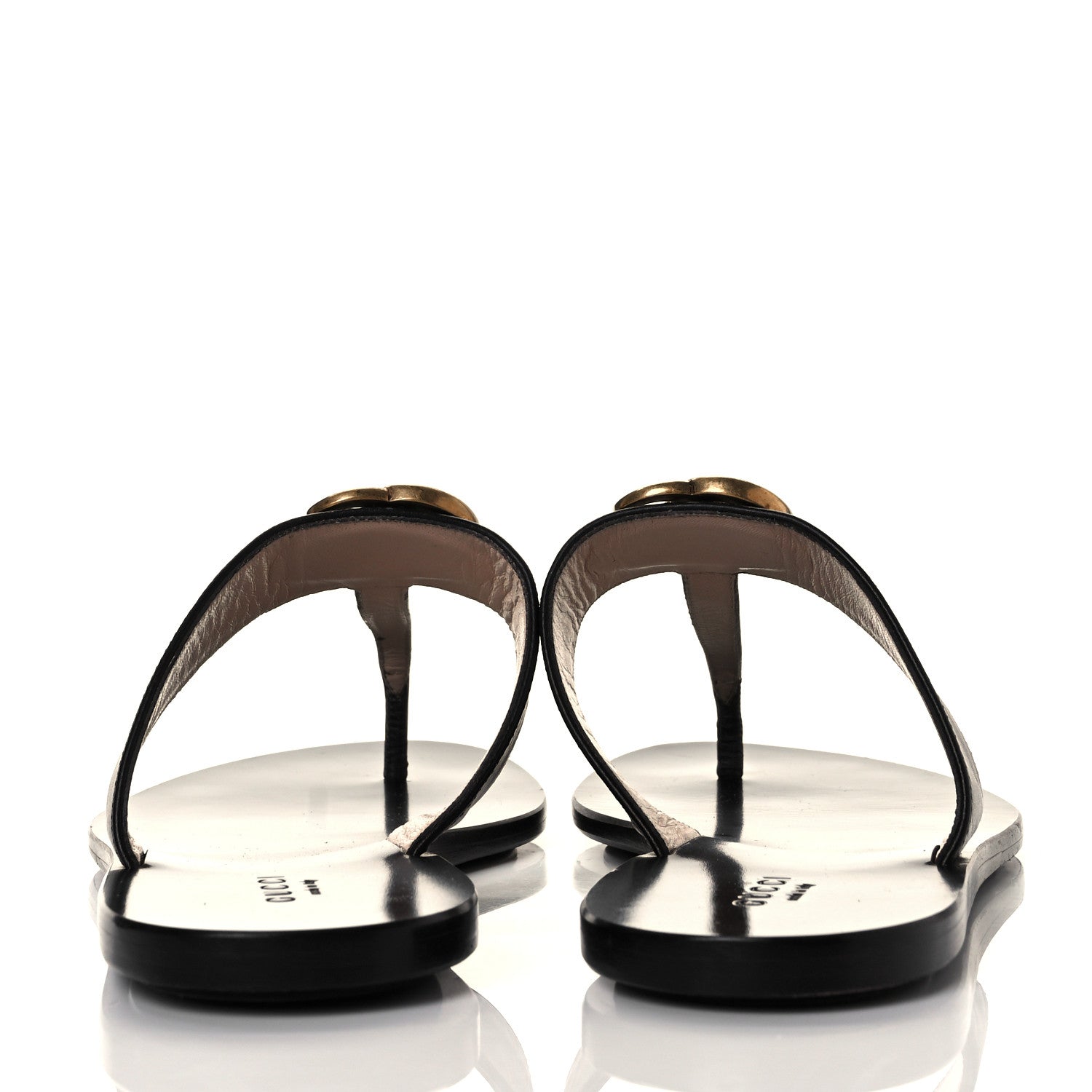Gucci Calfskin GG Marmont Thong Sandals 38.5 Black 4 of 9