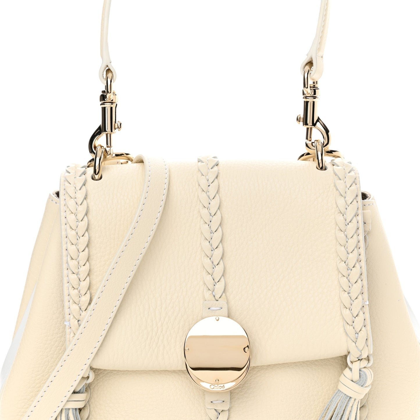 Grained Calfskin Small Penelope Soft Shoulder Bag White