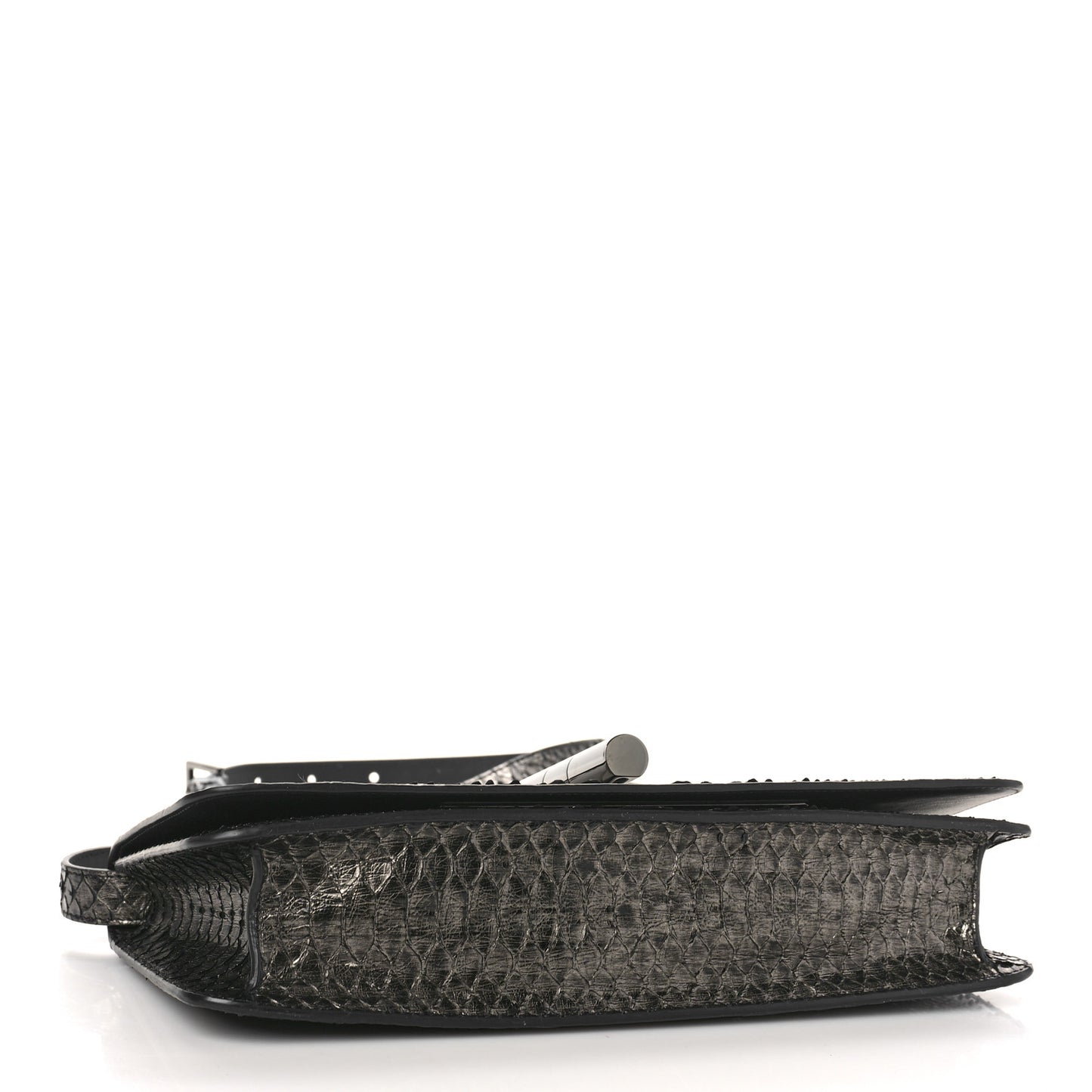 Snakeskin Natalia East-West Shoulder Bag Black